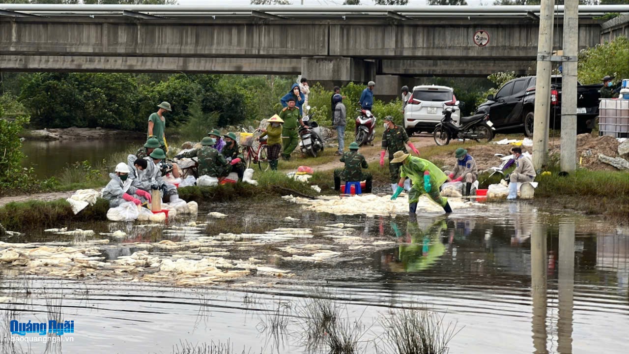 Khẩn trương khắc phục tràn dầu ra môi trường ở Khu Kinh tế Dung Quất