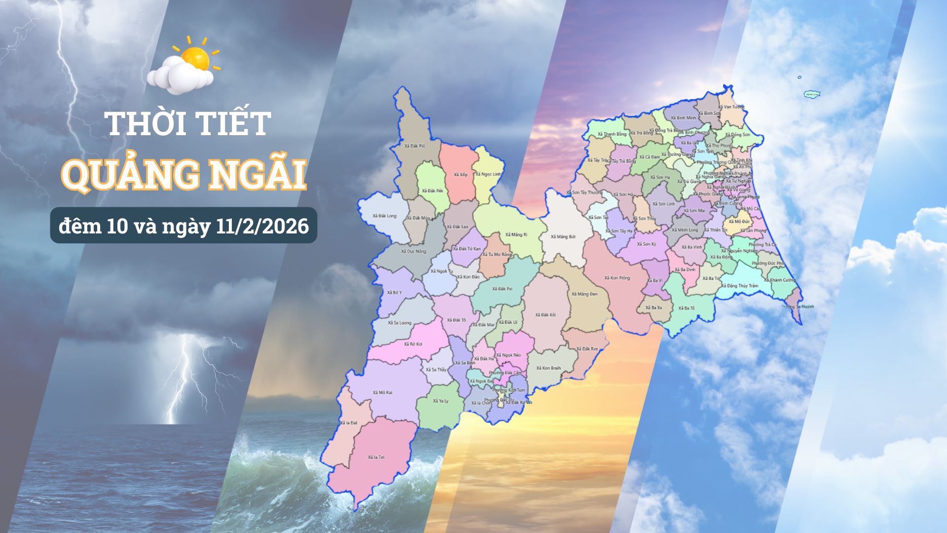 Quảng Ngãi đêm không mưa, ngày nắng yếu và có mưa nhỏ