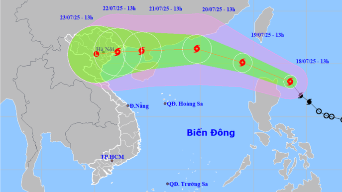 Bão Wipha di chuyển nhanh theo hướng tây tây bắc