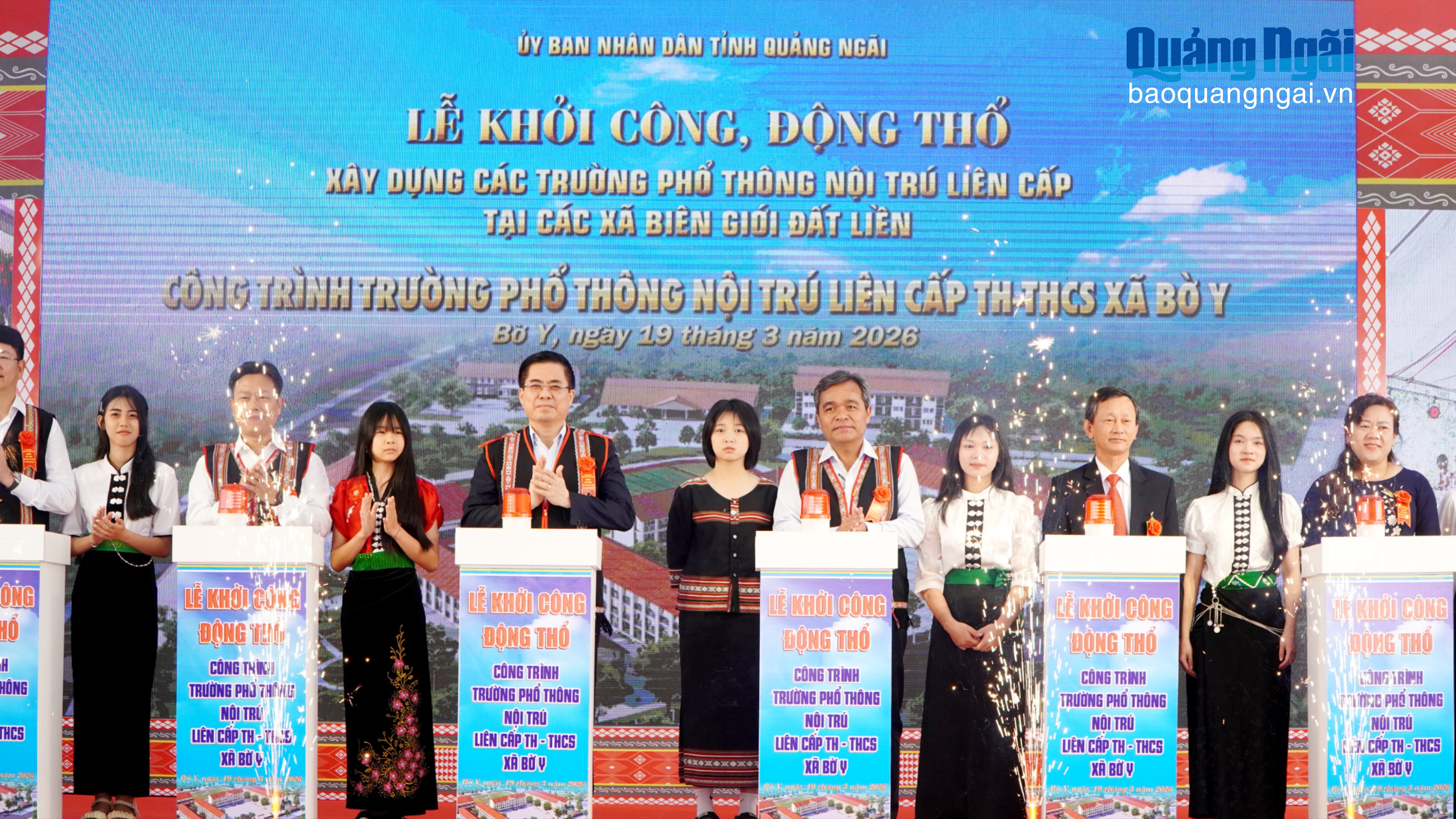 Quảng Ngãi khởi công 5 trường nội trú liên cấp tại các xã biên giới