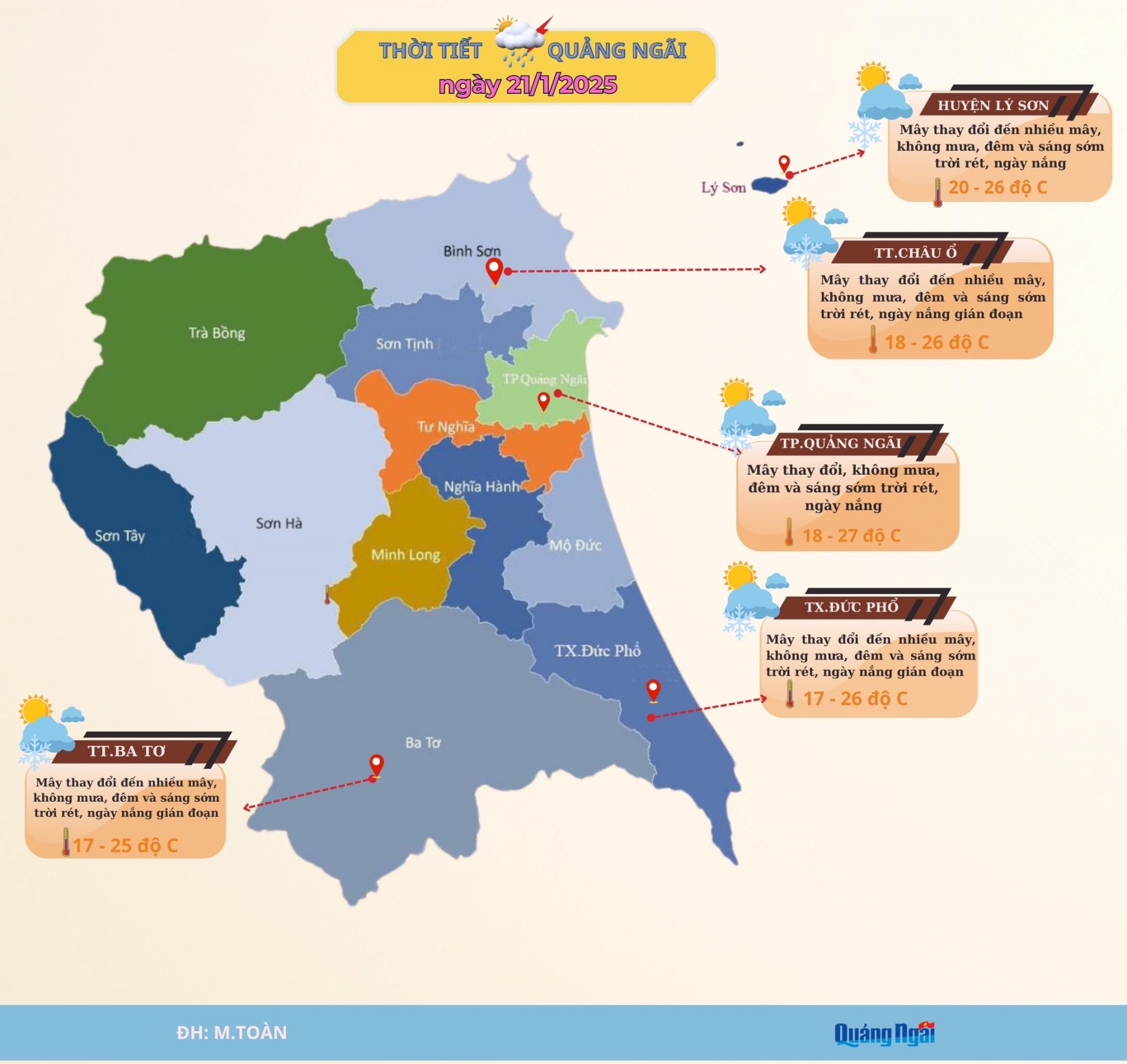 Quảng Ngãi, đêm và sáng sớm trời rét, ngày nắng gián đoạn